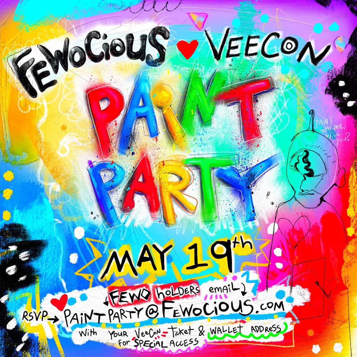 HOWDYYYY @VEECON!!! ❤️❤️ im heading to minnesota this week for a very special event 🕺🕺 I can’t wait to meet you guys, talk NFTs on stage, AND PAINT WITH YALL!!!!