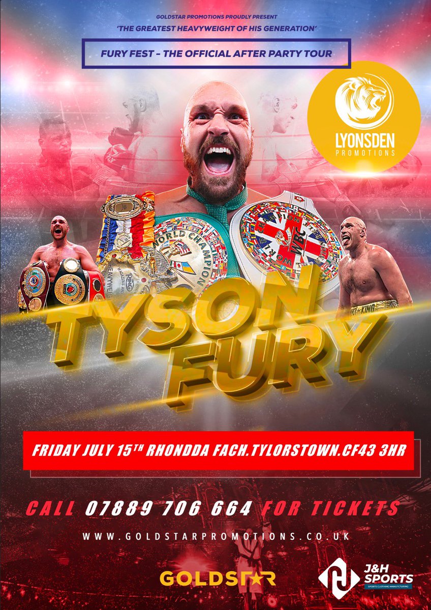 FirstChoiceFitt's tweet photo. @Tyson_Fury is coming to the Rhondda July 15th  lucky to have the greatest heavy weight of our era coming to RCT, dm for tickets and tables #Rhondda #tysonfury https://t.co/A5Fxm2PX4x