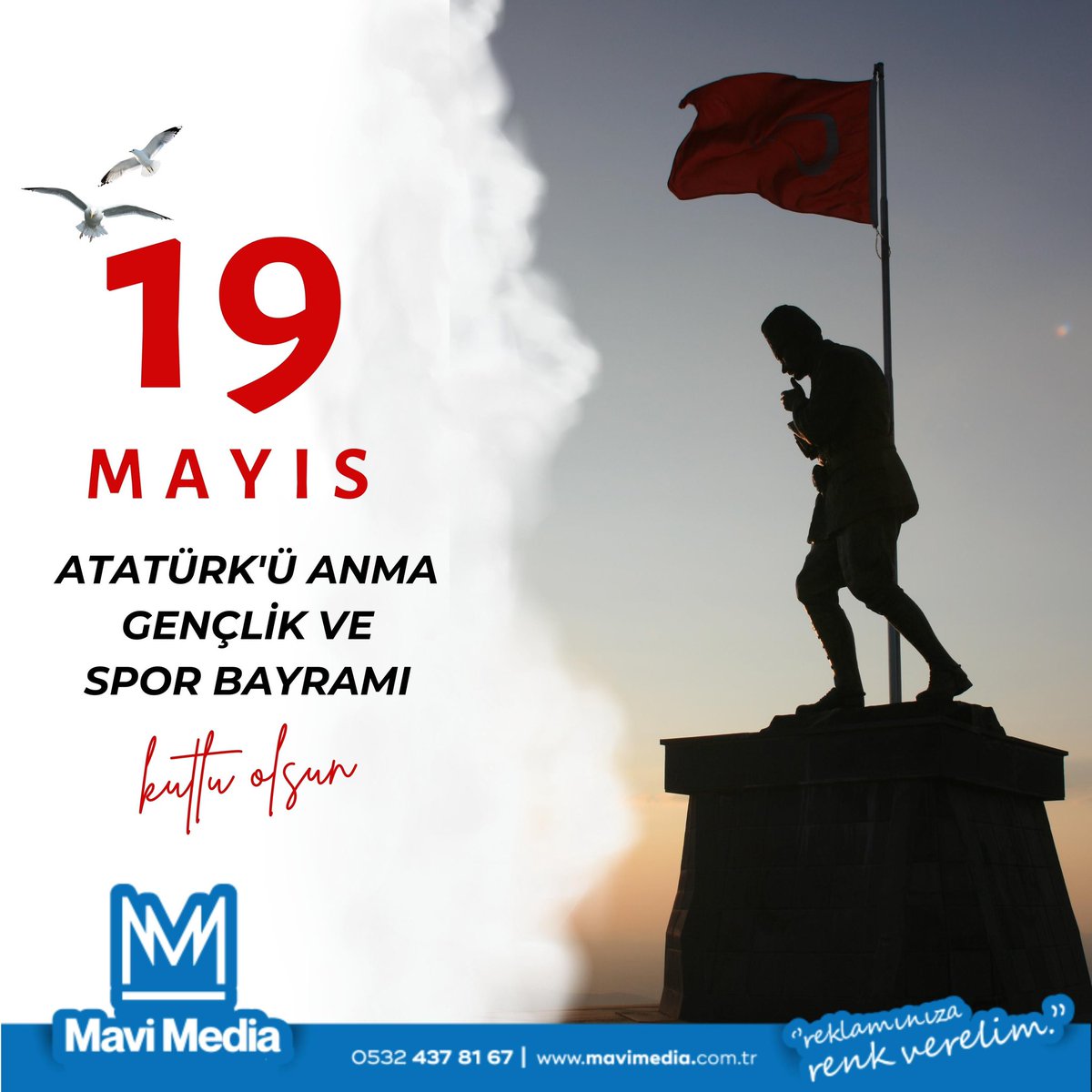 19 Mayıs Atatürk’ü Anma Gençlik ve Spor Bayramı Kutlu Olsun.  #19Mayis1919 #mavimedia