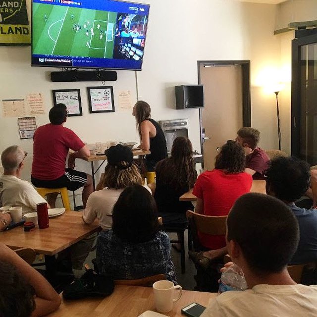PDXHostel's tweet photo. This season, we’re showing every Portland Timbers/Thorns game in the Hostel Common room!
 
This week: 5/18 @ 7pm Thorns vs Washington Spirit, and 5/18 @ 7:30 pm Timbers vs San Jose.
 
Going to the game? Stop by the Hostel Cafe after; open til 11pm. #RCTID #BAONPDX https://t.co/XNTNgFy1kK