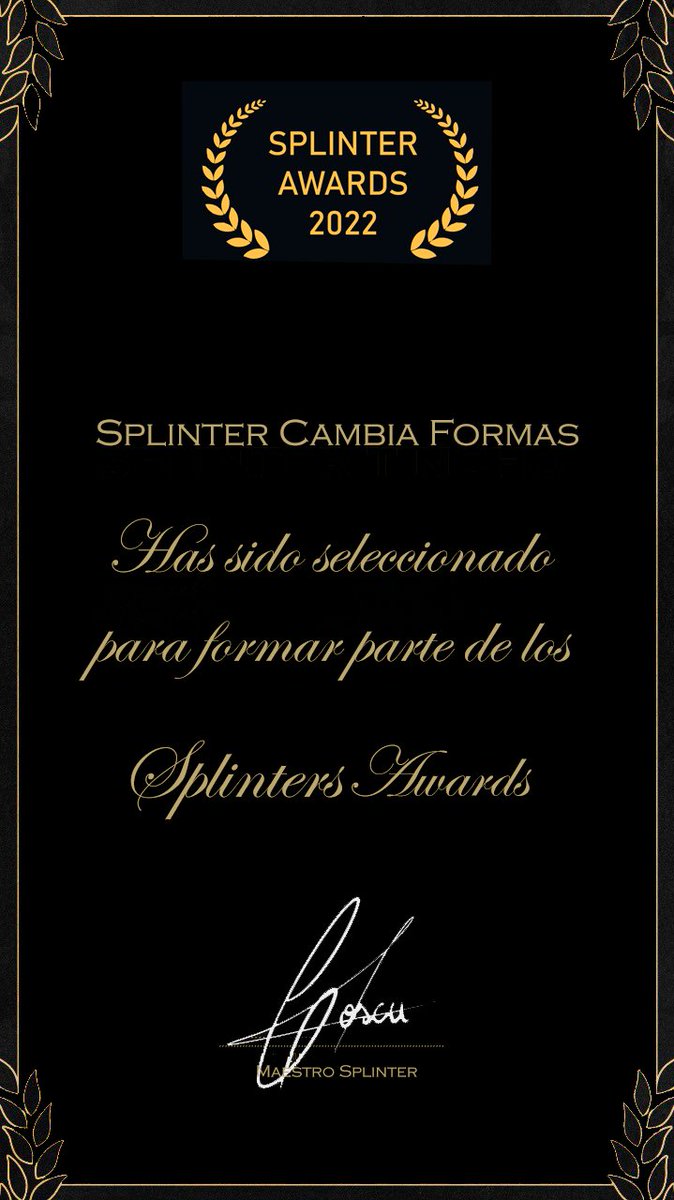 Muchas gracias por invitarme a los #SplinterAwards2022, ahí voy a estar.
@AwardsSplinter