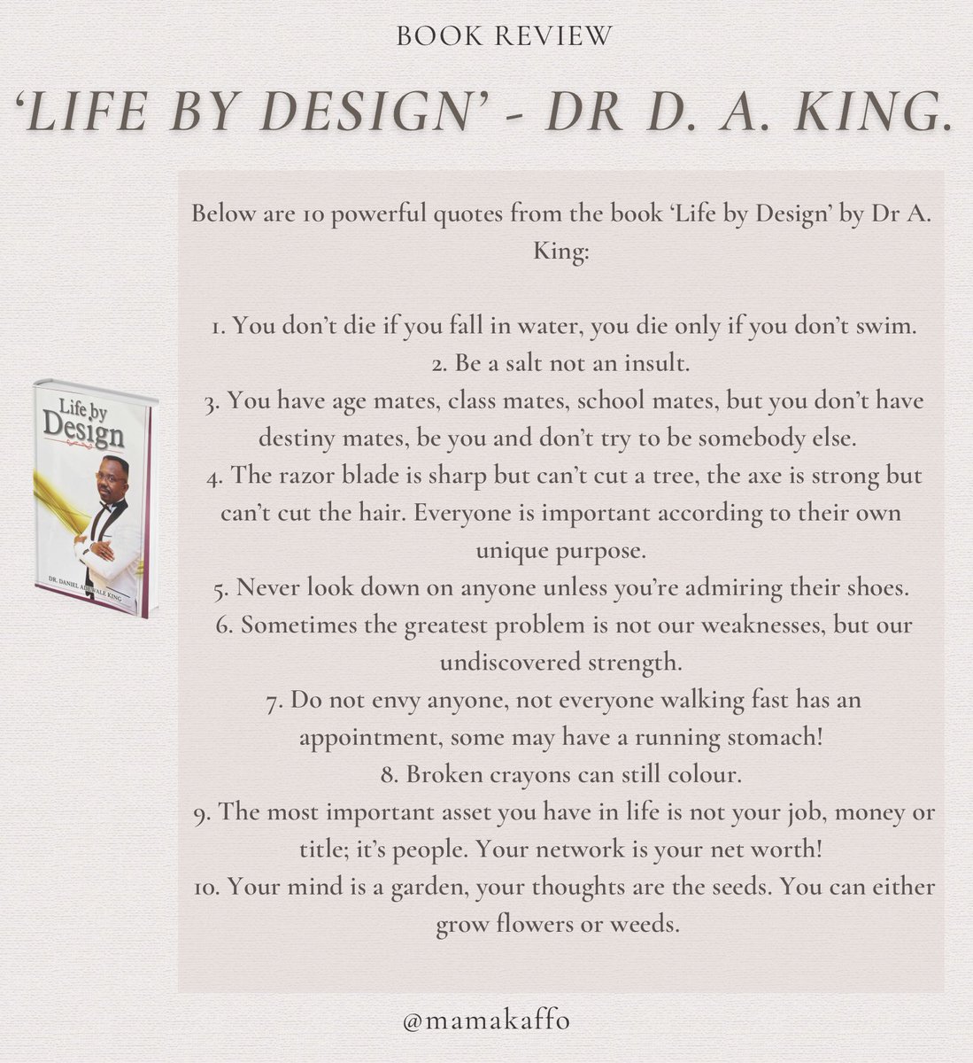MamaKaffo's tweet photo. #lifebydesign | #quotes | #selfdevelopment | #motivation | #encouragement | #bookreview | https://t.co/AhFnUuPH9E