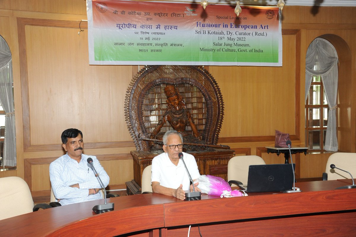 sjmhyd's tweet photo. MUSEUM WEEK CELEBRATION (16th to 21st May 2022)
INTERNATIONAL MUSEUM DAY- 18th May, today!
Special talk on ''Humour in European Art" delivered by Shri B. Kotaiah at the museum today...
#museumsreimagined #SalarJungMuseum #IMD2022
#artlectures https://t.co/XZqe2Pv2mS