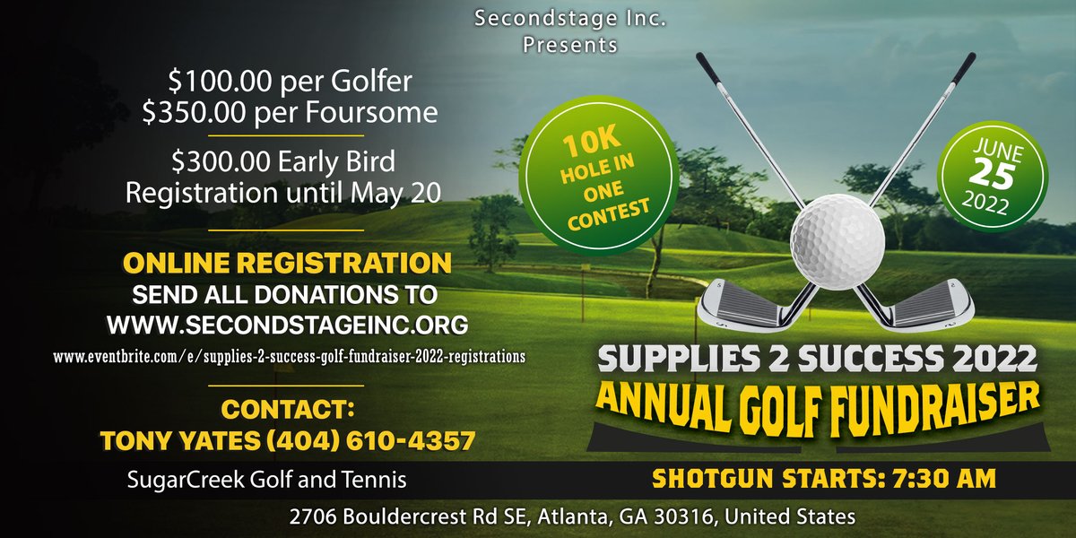 secondstage13's tweet image. Time to Swing your team to Supplies 2 Success spots are going fast vendor opportunity and Hole Sponsorships still available.

COME OUT AND SUPPORT OUR KIDS!!!!!!!!!!!!!!!!!!!!!!