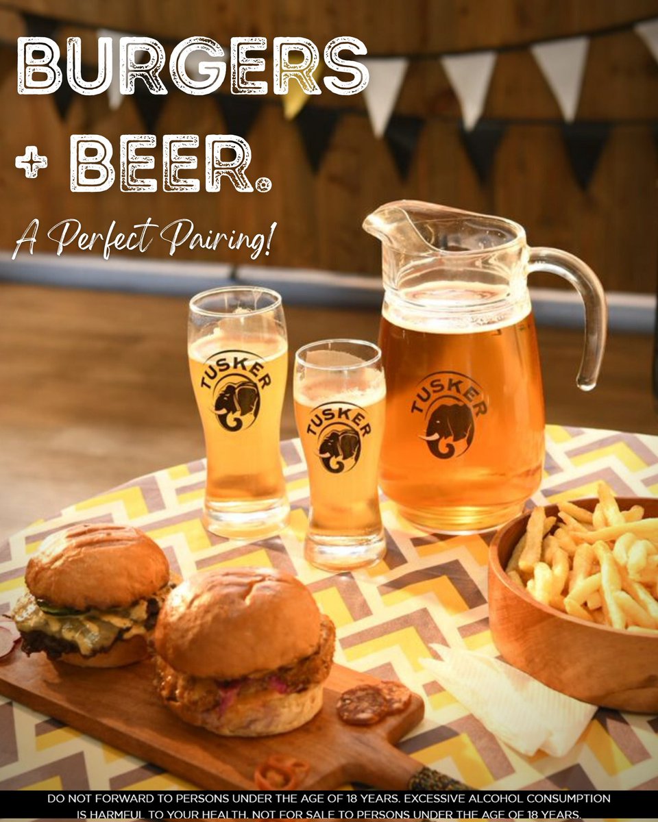 What's better than a burger 🍔 paired with a 🍻. I don't know about you but for me I'm hyped for the #ATuskerDraughtExperience happening from 20th to 29th of this month thanks to @TuskerLager. Burger Week is back guyss!! Don't miss out 🔥🔥 #burgerweekwithtusker #TuskerOnTap