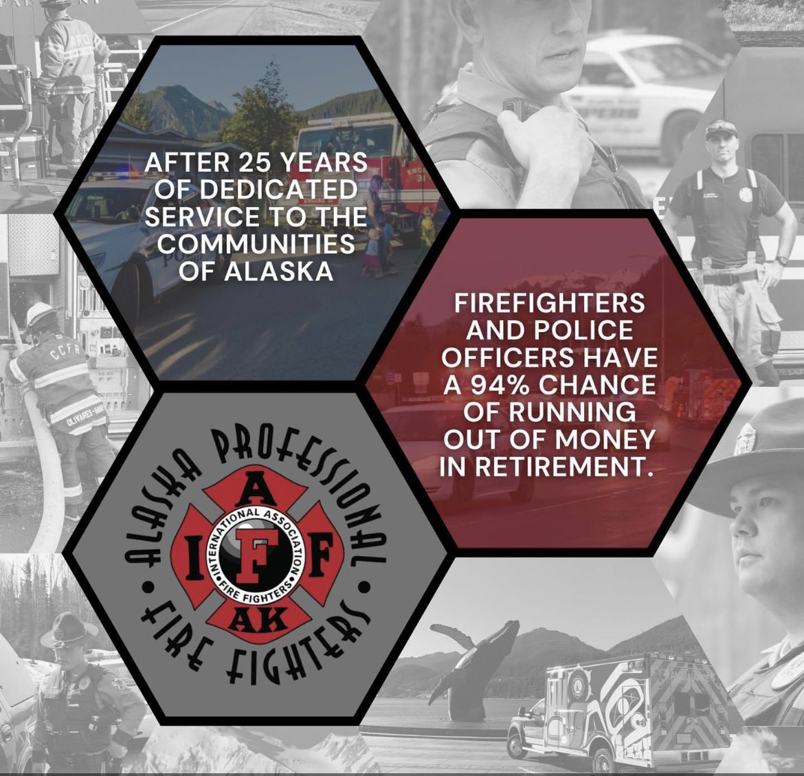 AKPFFA's tweet photo. As the #akleg continues to debate the merits of #HB55
We continue to advocate for a correction to our current retirement system.
The changes will keep Alaska competitive and #keepalaskahome for our public safety professionals https://t.co/bVovzn614I