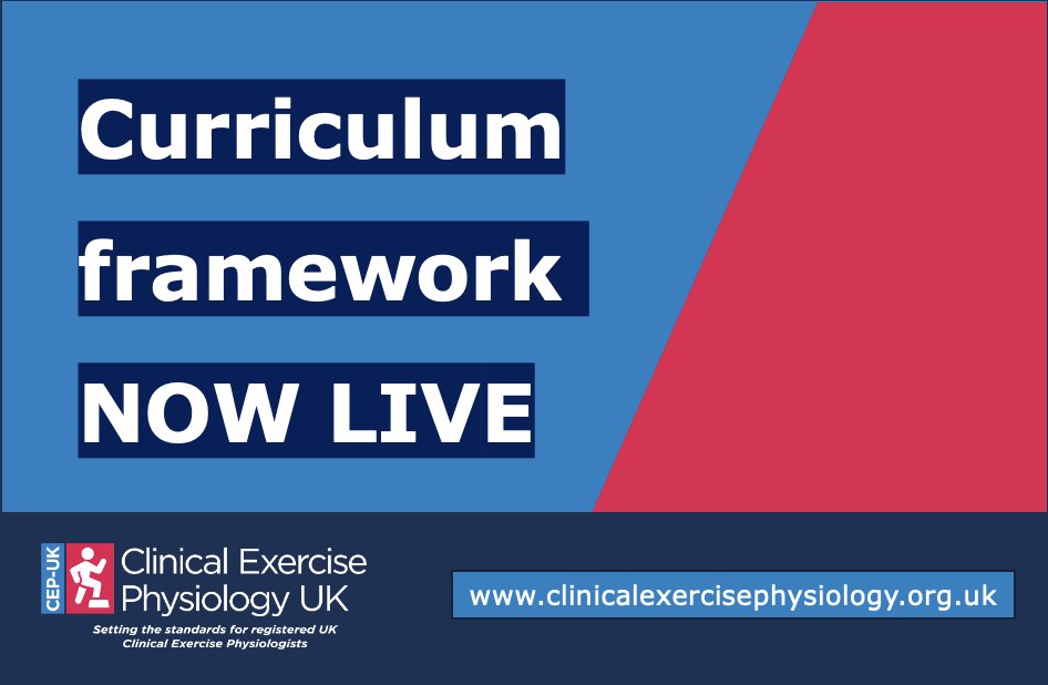 **Curriculum framework available now** CEP-UK have developed a curriculum framework for an MSc Clinical Exercise Physiology degree that forms part of the Registration Council for Clinical Physiologists (RCCP) degree accreditation. See below: clinicalexercisephysiology.org.uk/msc-degree-acc…