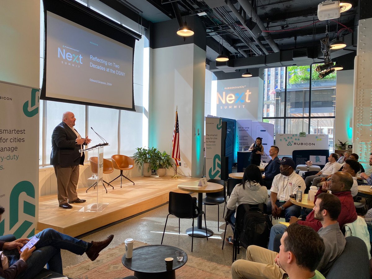 Rubicon's tweet photo. Edward Grayson, former Commissioner @NYCSanitation - Thank you for your dedication to NYC and its residents through your 23 years of service in the DSNY.
And thank you for sharing your many stories today at #NextSummit2022!
#NewYorksStrongest #haulerheroes https://t.co/i81R0Euede