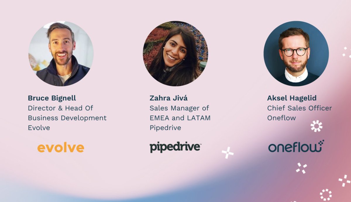 pipedrive's tweet image. 🎙️ Webinar - From Annoying to Advisor: The evolution of the sales rep, tomorrow (13:00 BST). 

This event will explore the best ways to keep your sales reps engaged and loyal, giving them the skills to succeed and lots more.

pipedrive.live/0e5b6c 

#Pipedrive
#OneFlow
#Evolve