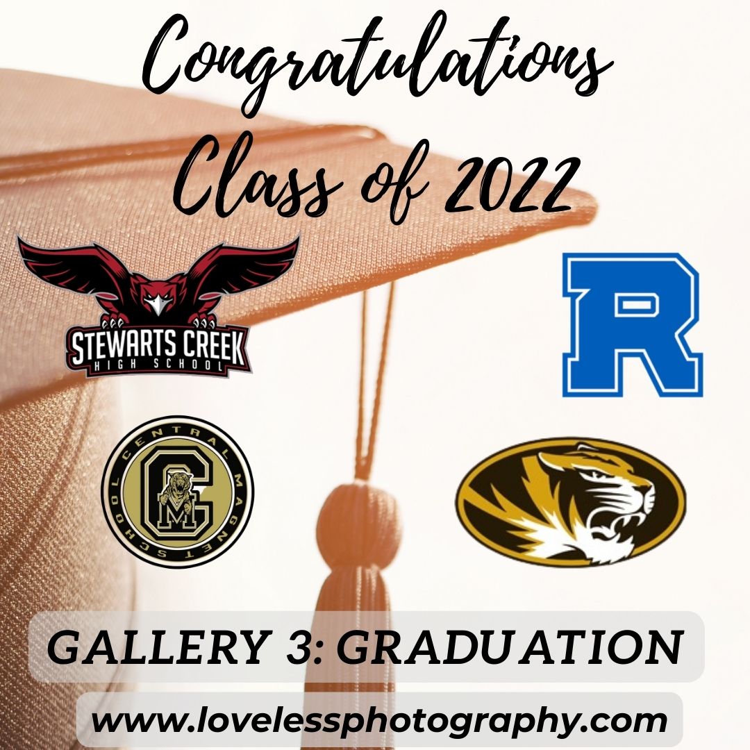 We have your photos of your student receiving their diploma, friends, walking across stage &amp; other
graduation day portraits  by going on our website lovelessphotography.com. Click on Gallery 3: Graduation and then select your school!