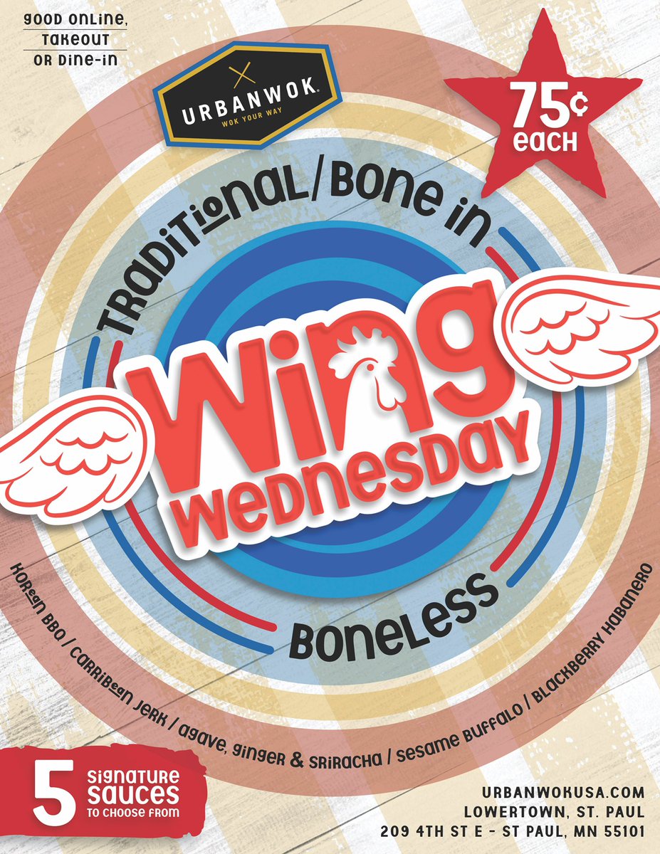 Wing Wednesday at Lowertown !  UrbanWokUSA.com