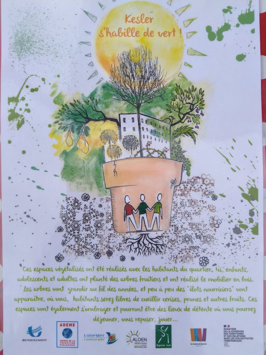 ALOEN_Lorient's tweet image. Découverte du quartier Kesler et de son joli îlot nourricier ! #adaptation

Un espace végétalisé pour et par les habitants avec @OptimismLorient (arbre fruitier, mobilier urbain...).

Un vrai lien avec la terre transmis aux enfants. "Plus on connait, plus on en prend en soin !"