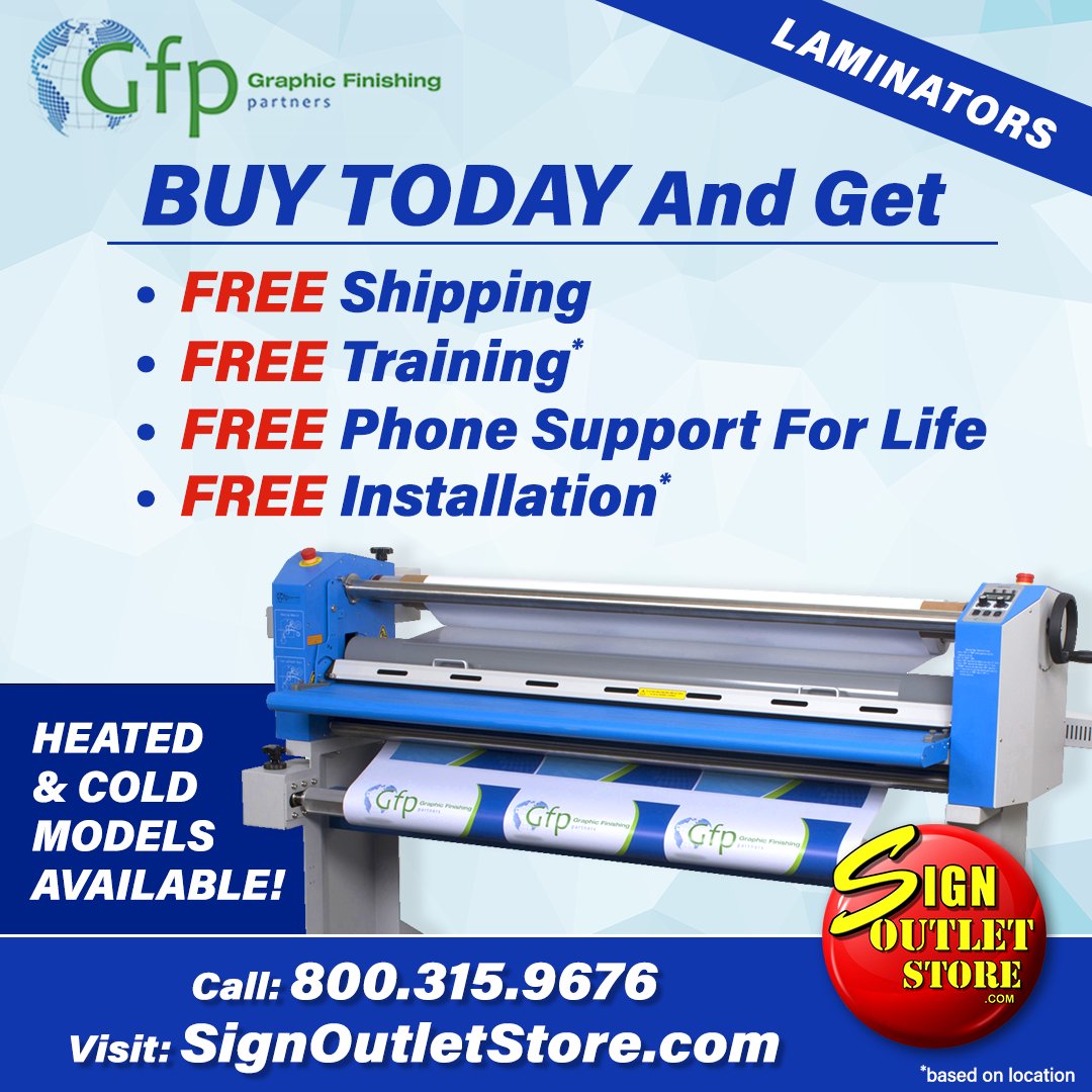 So many FREE perks! 😍😍
⭐️ Check out our laminators today
⭐️ Call 800-315-9676 for more details 

signoutletstore.com/equipment/lami…