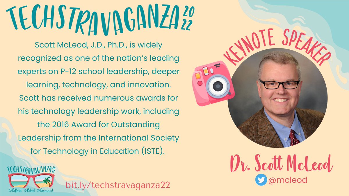 Excited to announce Scott McLeod <a href="/mcleod/">Scott McLeod</a> as our keynote speaker for #Techstravaganza22! Keep your eyes out 👀as we have some other exciting announcements coming your way!  Register today! eventbrite.com/e/292523093447