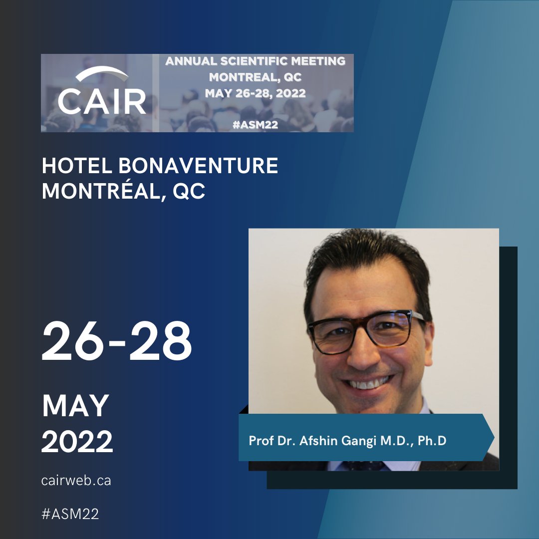 CAIRweb's tweet photo. 📢Meet our guest speakers! @cirsesociety Dr. Afshin Gangi, @SIRspecialists Dr. Laura Findeiss, SFICV Dr. Pascal Chabrot. Still time to register & attend our #ASM22 in Montreal:
https://t.co/13EUTaf12K
#Irad #cdnIR #MedEd #TwittIR #WomeninIR https://t.co/3dGDae5fzn