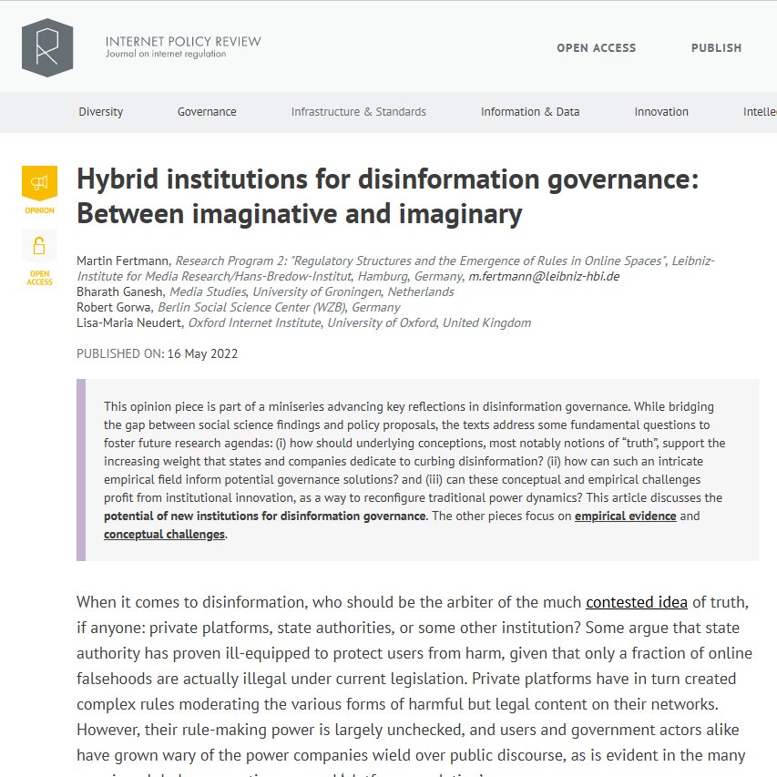 Bharath Ganesh (@bganesh11) on Twitter photo In our latest for <a href="/PolicyR/">policy repay</a>, @MFertmann <a href="/rgorwa/">Robert Gorwa | @rg@someone.elses.computer</a> <a href="/lmneudert/">Lisa-Maria Neudert</a> and I look at disinfo and content moderation of platform governance institutions like GIFCT 🧵
policyreview.info/articles/news/… In our latest for <a href="/PolicyR/">policy repay</a>, @MFertmann <a href="/rgorwa/">Robert Gorwa | @rg@someone.elses.computer</a> <a href="/lmneudert/">Lisa-Maria Neudert</a> and I look at disinfo and content moderation of platform governance institutions like GIFCT 🧵
policyreview.info/articles/news/…