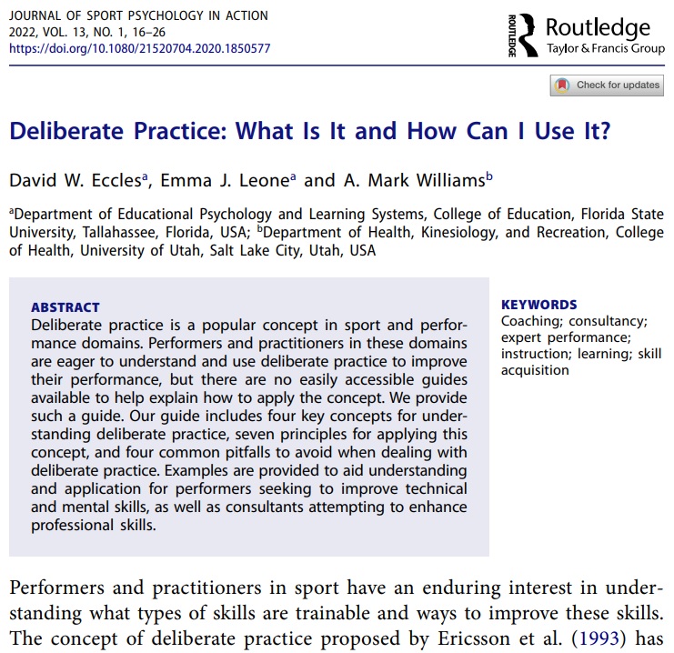 A simple, accessible guide to understanding and applying deliberate practice to sports

Now in print - DM me for copies if the free download link does not work for you

tandfonline.com/eprint/IASCZPH…