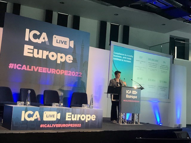 “Why do we need RegTech? We can’t continue to manage compliance as we’ve always done because of the cost of compliance, the need to reduce risk and because compliance wants to be an enabler” Dr Sian Lewin, RS Associates #ICALiveEurope2022