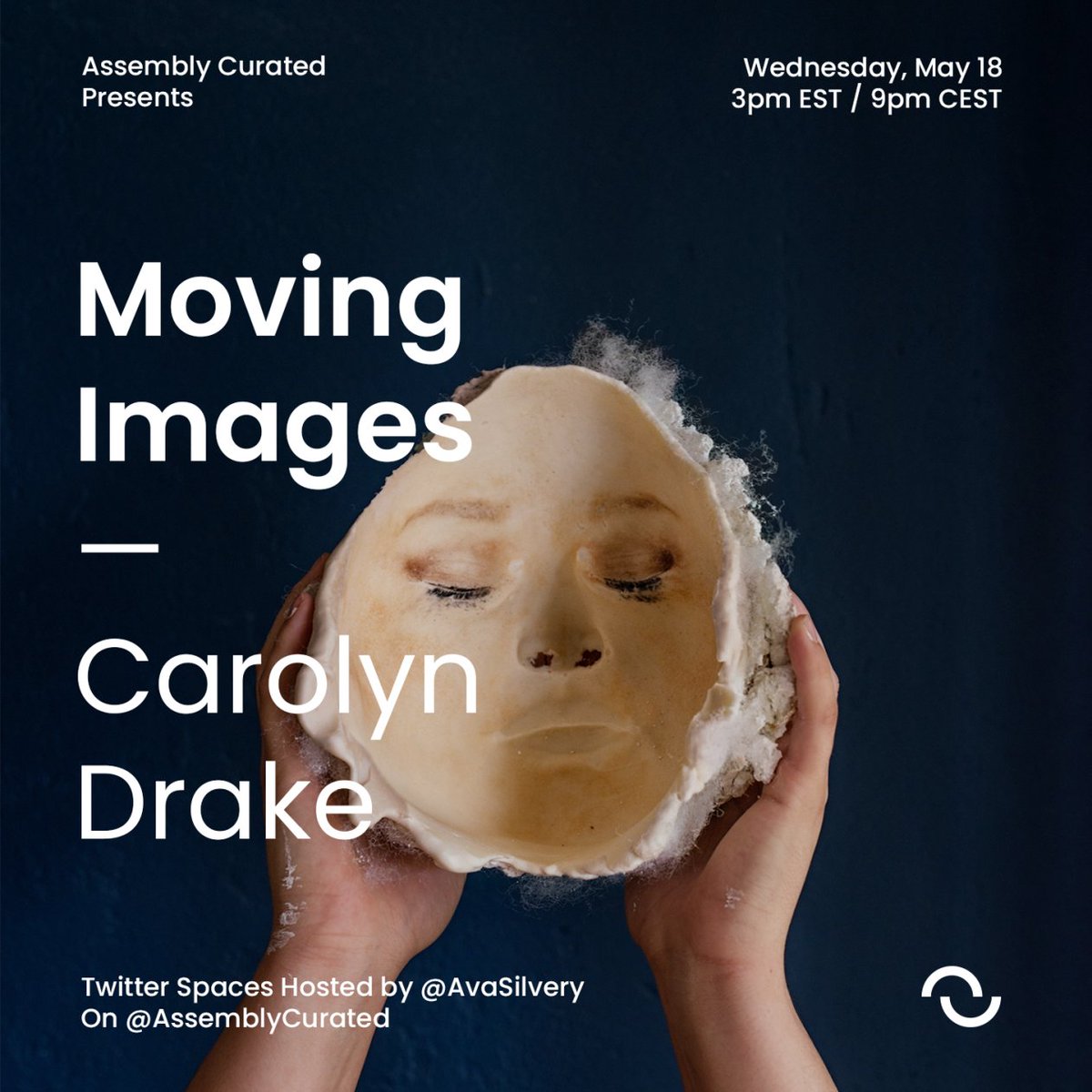 Don't forget to tune into the #MovingImages Twitter Spaces today at 3 PM EST for a conversation with <a href="/StudioDrake/">CarolynDrakeStudio</a>  about "Knit Club" hosted by @AvaSilvery and Assembly Curated.