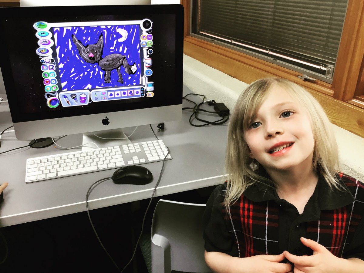 stbernschool's tweet photo. Mrs. Pretoβs kindergarteners used Kid Pix today in technology class and one of our students drew a wolf and did an amazing job! Bravo Evelyn!ππΌπ₯π¨π#stbgrows https://t.co/s5qwIOAtbL