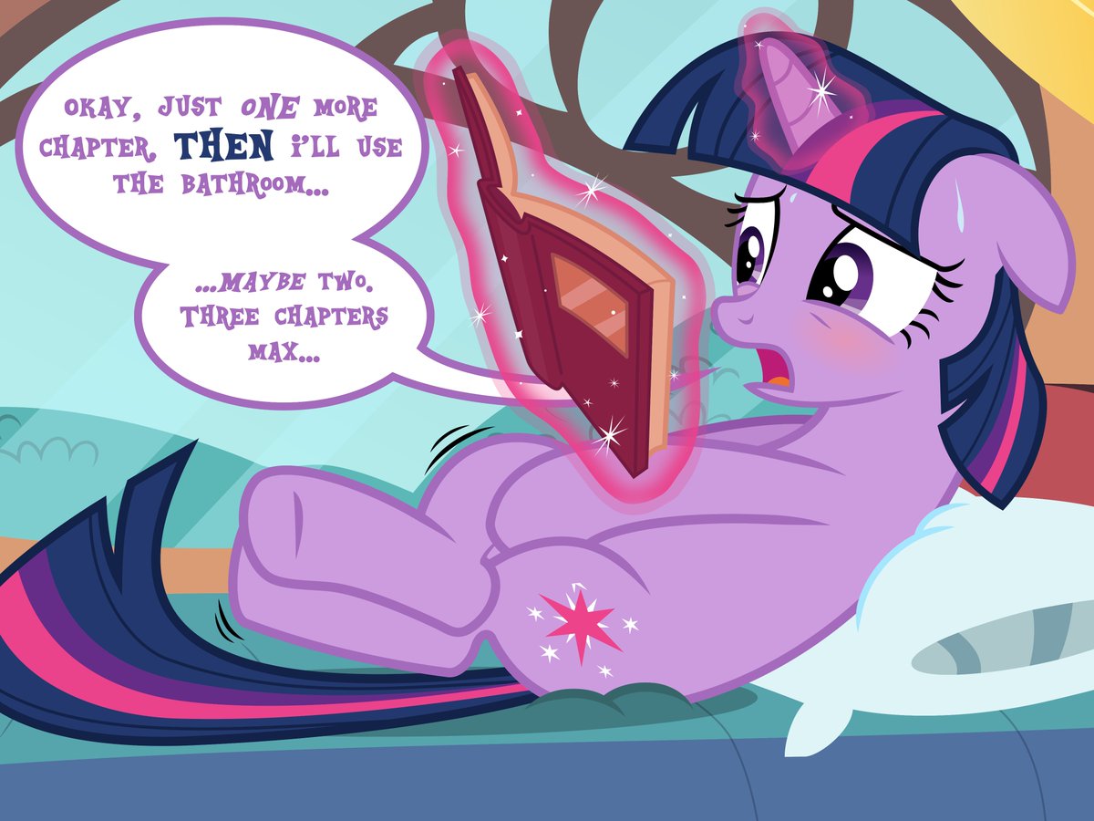 Ithinkitsdespe1's tweet photo. Sure, Twilight, that's what you said the last 8 chapters...

(Sorry for the long absence. I can't promise I'm back for good, but I did promise I would make this image, so here it is. Enjoy!) #omorashi #mlp https://t.co/QkQJAOm2z2