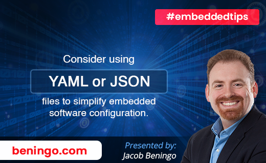 Jacob_Beningo's tweet photo. #embeddedtips

Consider using #YAML or #JSON files to simplify #embedded #software configuration. 

#embedsys #cprogramming #cplusplus #MCUs #Arm #embeddedsoftware https://t.co/M3v2CdHHZU