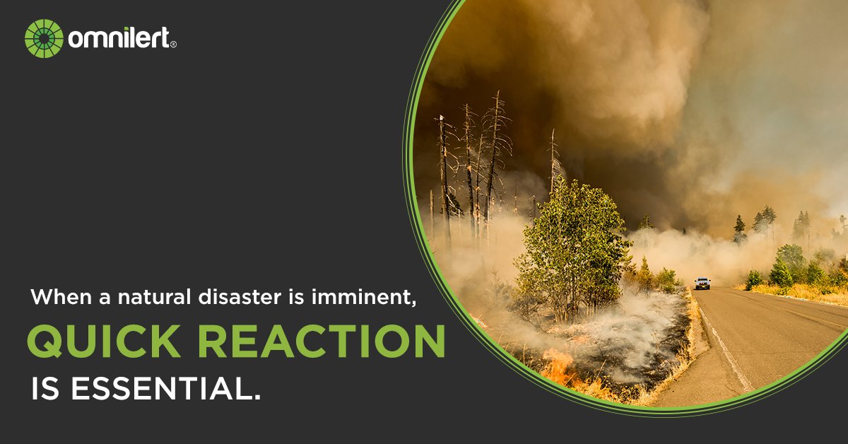 omnilert's tweet photo. When a natural disaster is imminent, quick reaction is essential. With Omnilert, you can have an #emergency response plan that includes multiple communication channels to help reach those in danger when it matters most. https://t.co/9k1D3qMESB #Prevention #MassNotifications https://t.co/TD9HF9wqGS