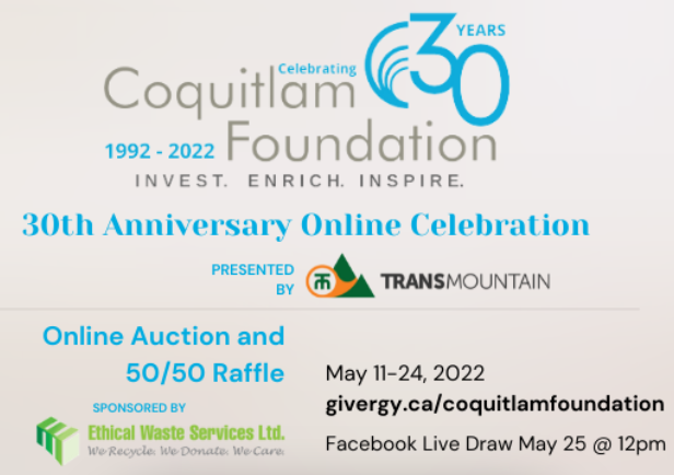 We're proud to be sponsoring the Coquitlam Foundation's Online Auction and 50/50 Raffle!  There is only one week left, so be sure to visit givergy.ca/coquitlamfound… to bid on a variety of auction items, purchase raffle tickets, or make a donation.