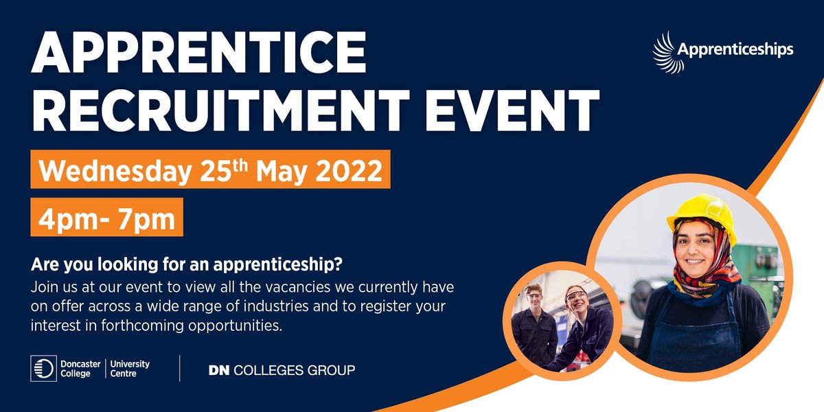 ApprenticeDC's tweet photo. Join us for our #Apprenticeship recruitment event!

Meet our tutors to discuss your options and check out the vacancies we have on offer. Talk to employers who have live vacancies and take a step towards your future career. 

Register to attend here: https://t.co/o4Xxcljj8f https://t.co/L4x4BbvaUT