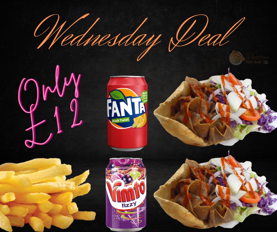 🌟Wednesday Special Deal🌟

2 X Doner in Pitta 🌮
1 X Reg Chips🍟
2 X Drinks🥃

Only £12

Phone orders welcomed ☎️

Only available in store🚶 or our online ordering system 📲

#foodporn #food #foodie #foodstagram #instafood #foodphotography #foodgasm #foodlover #yummy