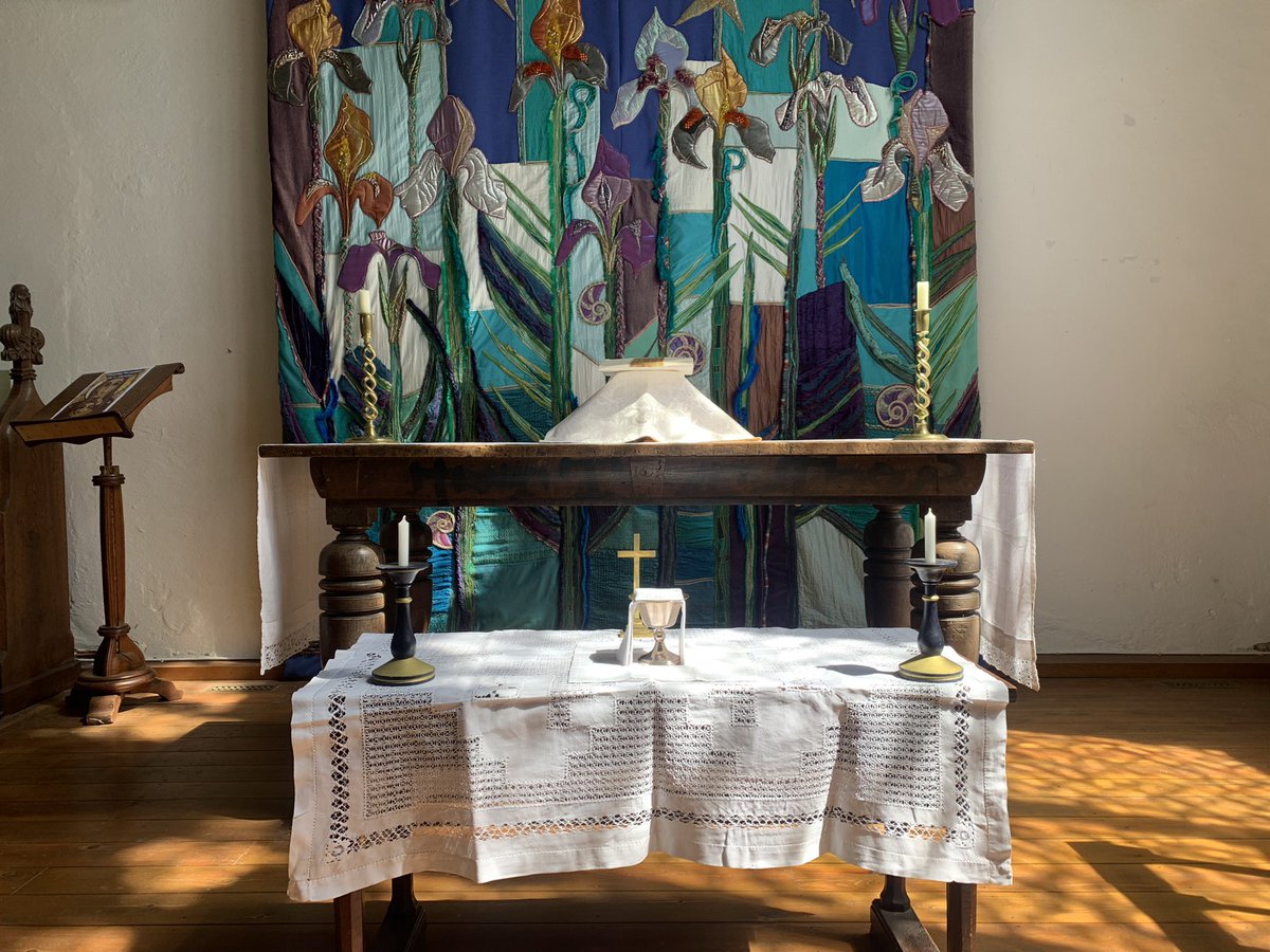 Lady chapel altar with mini-altar set up in front, waiting to welcome children from Swaffham Primary Academy!
