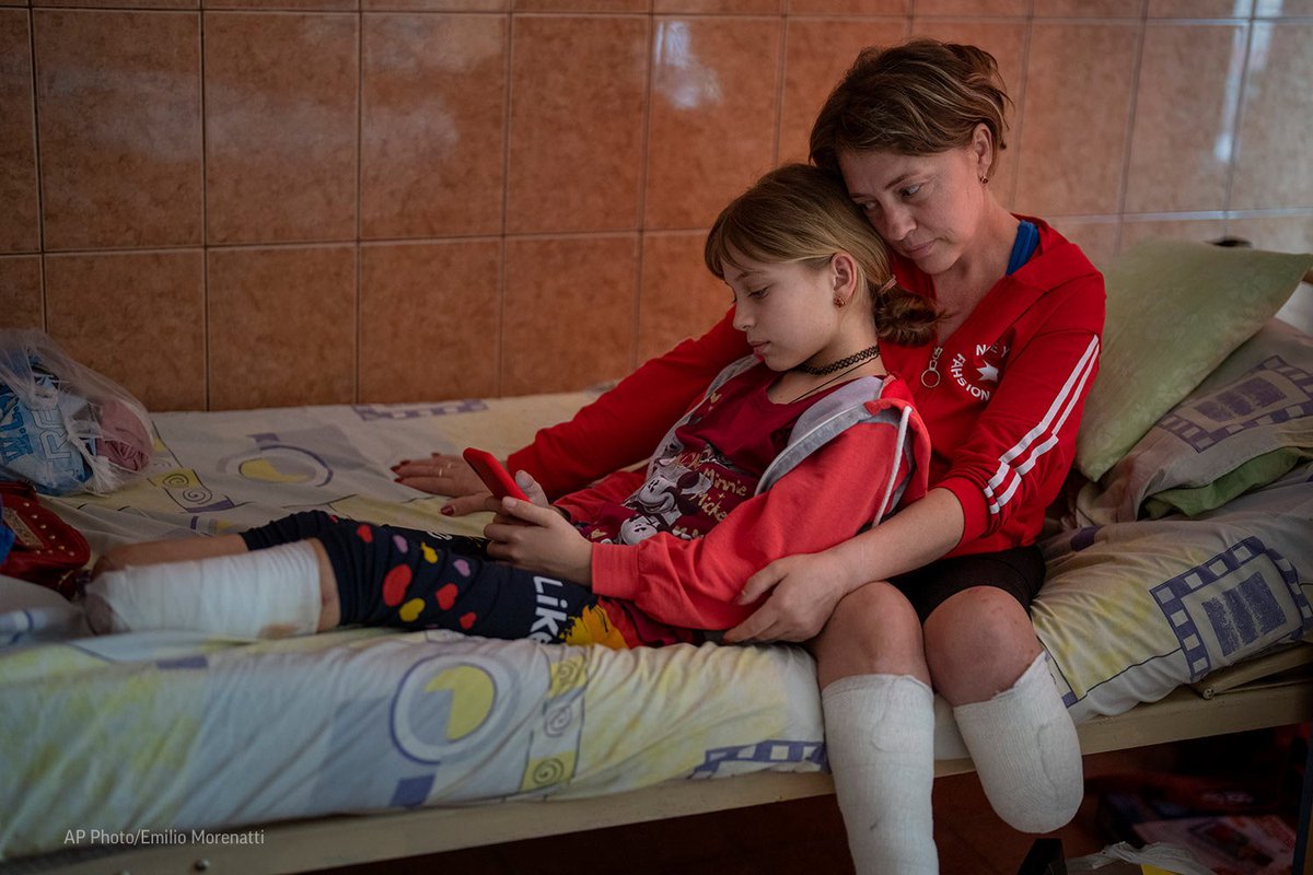 @AP: Yana Stepanenko, 11, was with her mother buying tea outside a train station when an explosion knocked them both to the ground. Yana lost both legs, her mother Natasha lost one. Natasha says she worries most about her daughter.