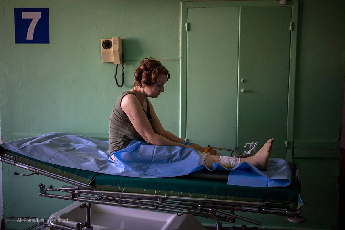 @AP: Olena Viter lost her left leg to the same explosion that killed her 14-year-old son Ivan. She hasn’t accepted either of her losses.“Every day I get used to some new type of pain. I am thinking what kind of new pain will I see in the future,” she said.