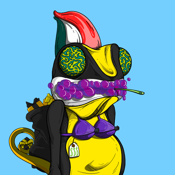 zbush94's tweet photo. Check out @Dbiljonaire's new 3D Cham! I wonder what this cham's backstory is? 🤣 So many questions #3DmeZ 
@Chameleon_NFT
 #ChamFam https://t.co/QKMuPtcfUB