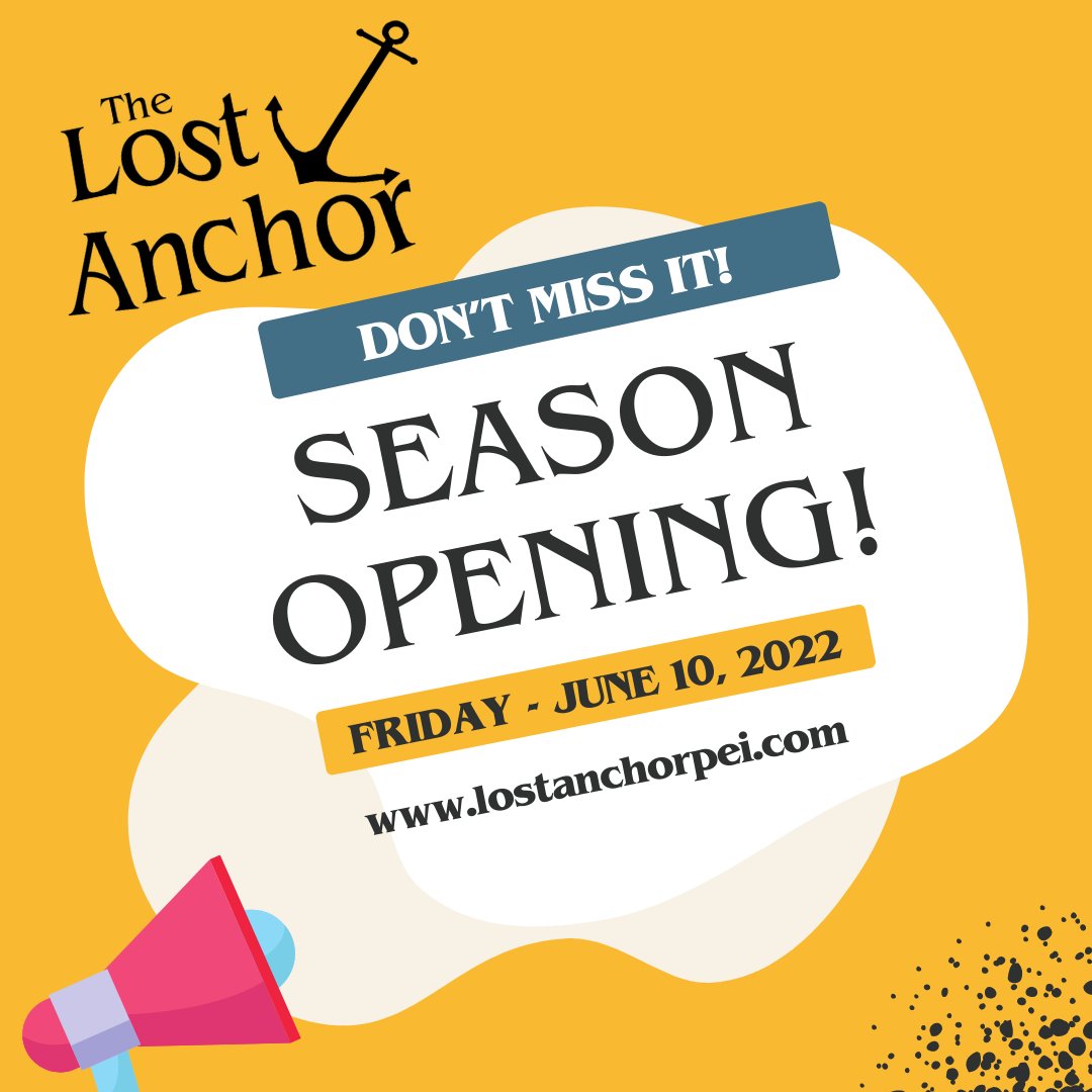 thelostanchor's tweet photo. OPENING DATE ALERT! Very excited to announce our 2022 opening date, June 10, 2022! Come out and try your old favourites, or sample some of our new delicious menu items. Can't wait to see you all! https://t.co/lB5fnZNn2r