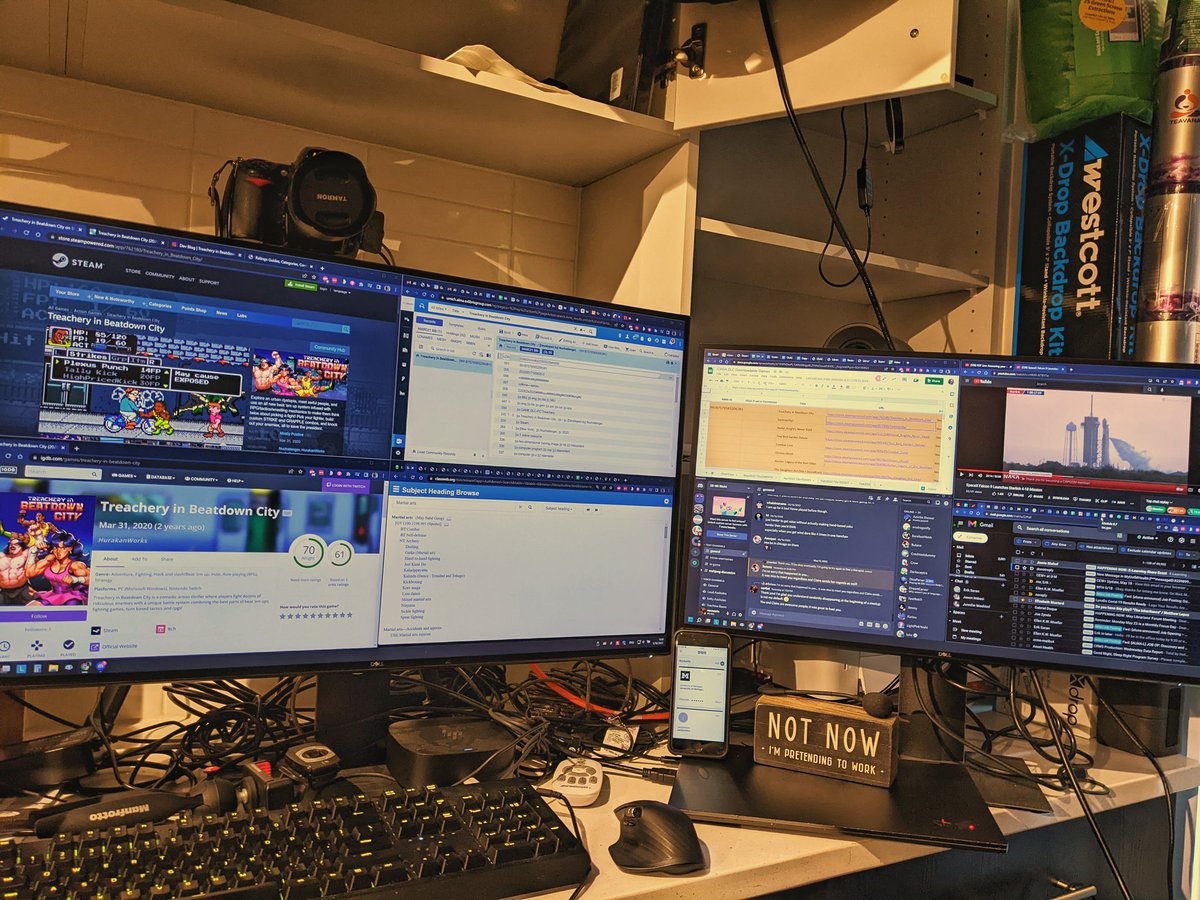morscerta's tweet photo. Cataloging Steam games from home for the #CVGA as one does.
#When60InchesOfScreenIsntQuiteEnough https://t.co/DVc5N9M7bc