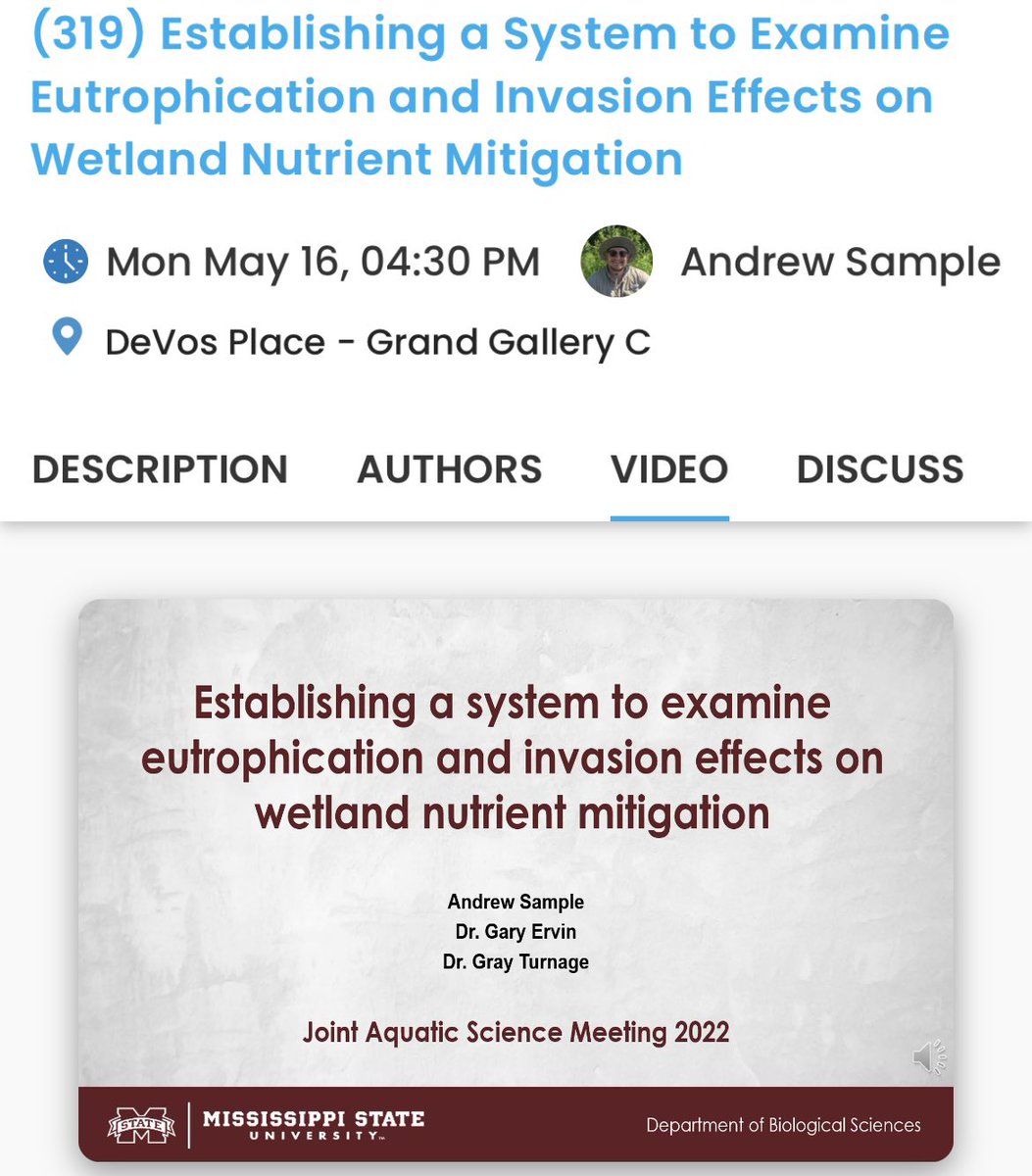 ASample02's tweet image. Appreciate those who attended my presentation on emergent wetland plants and nutrient uptake at #JASM22 on Monday! Video is still up if you missed it and want to check it out.