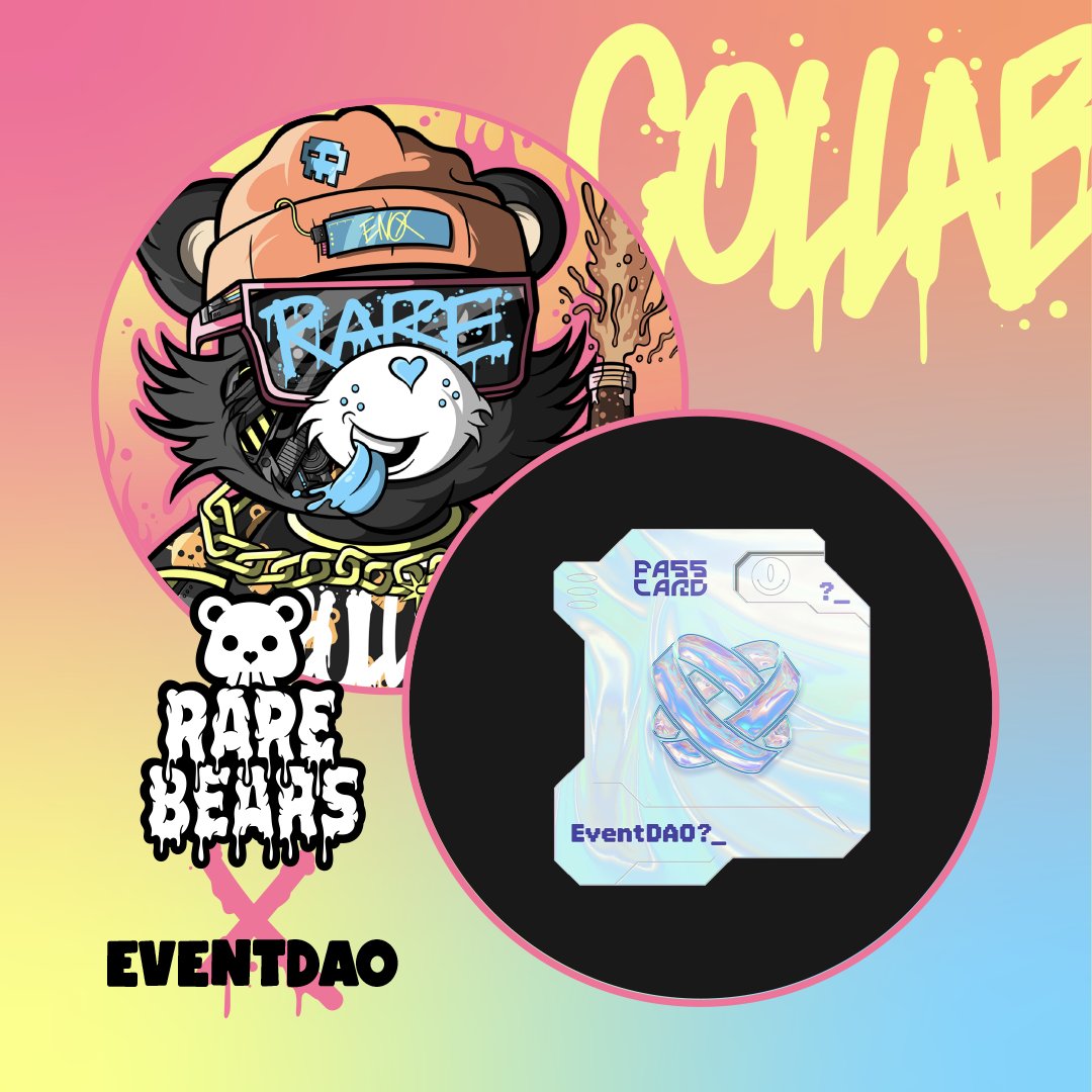 🎫EventDAO x Rare Bears 🐻

We are giving away 3 Whitelist spots from our friends at <a href="/Event_DAO/">EventDAO | Cypherpunk Hackathon</a> ! 🎉

To Enter:
1) Follow <a href="/BearsRare/">Rare Bears vs Mare Bears</a> &amp; <a href="/Event_DAO/">EventDAO | Cypherpunk Hackathon</a> 
2) Like &amp; Retweet
3) Tag 3 friends 

Ends in 24H, good luck! ❤️