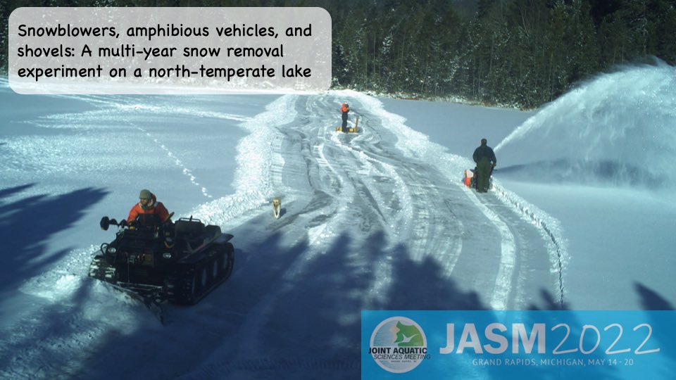 nlottig's tweet photo. Interested in learning more about how loss of snow cover alters lake ecosystems. Come check out our #JASM2022 talk Friday 3:30 in Devos Grand Gallery E. @hildug @agorsky @LimnoEllie @EmilyCWhitaker https://t.co/ezpyURnw9d