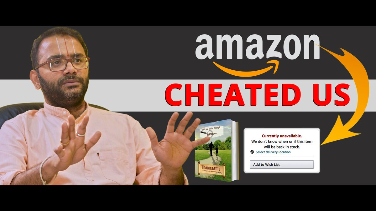 Currently unavailable' status even though the stock is available. The author of #Thavaasmi claims 144 books are stuck. Dear @amazonIN Please explain why you do this solely on the books of RAMAYANA? 👇 Full Video: youtu.be/kj9Gbh3wcZM #Thavaasmi #ramayana #BoycottAmazon