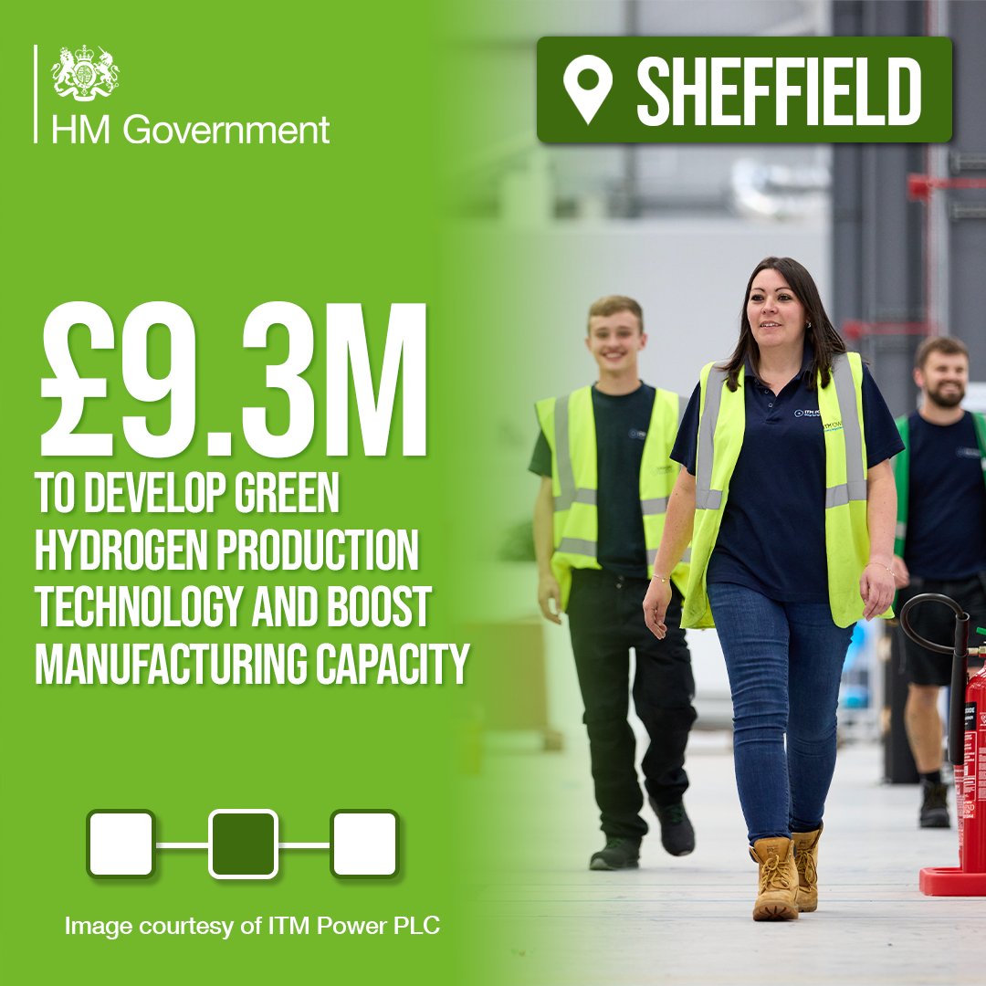 SciTechgovuk's tweet photo. Say hi to hydrogen👋🏽

£60m has been awarded to 28 projects across the UK developing hydrogen as an affordable, clean homegrown energy source.

Winners include #Yorkshire based @ITMPowerPlc, @H2GOpower's project in #Orkney and @VattenfallUK

Find out more 👇