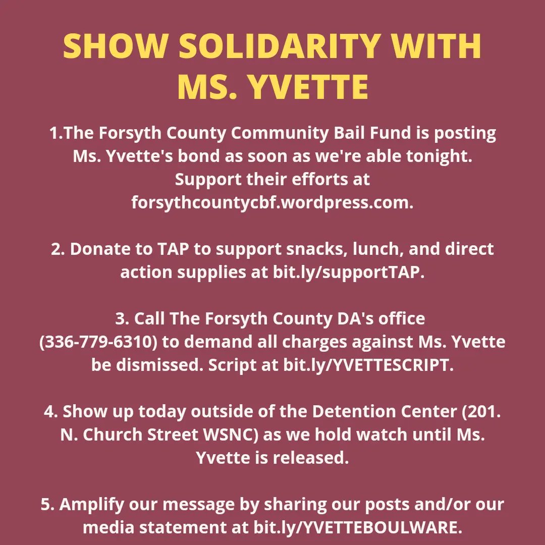 TriadAbolition's tweet photo. Updated call to action with 5 ways to show up in solidarity with Ms. Yvette right now! All hands on deck. It's time to cover &amp; protect our elder! 
#WeKeepUsSafe #WeAreOurSistersKeeper #AbolishtheCarceralState #AbolishPolice https://t.co/GpCduS30yv
