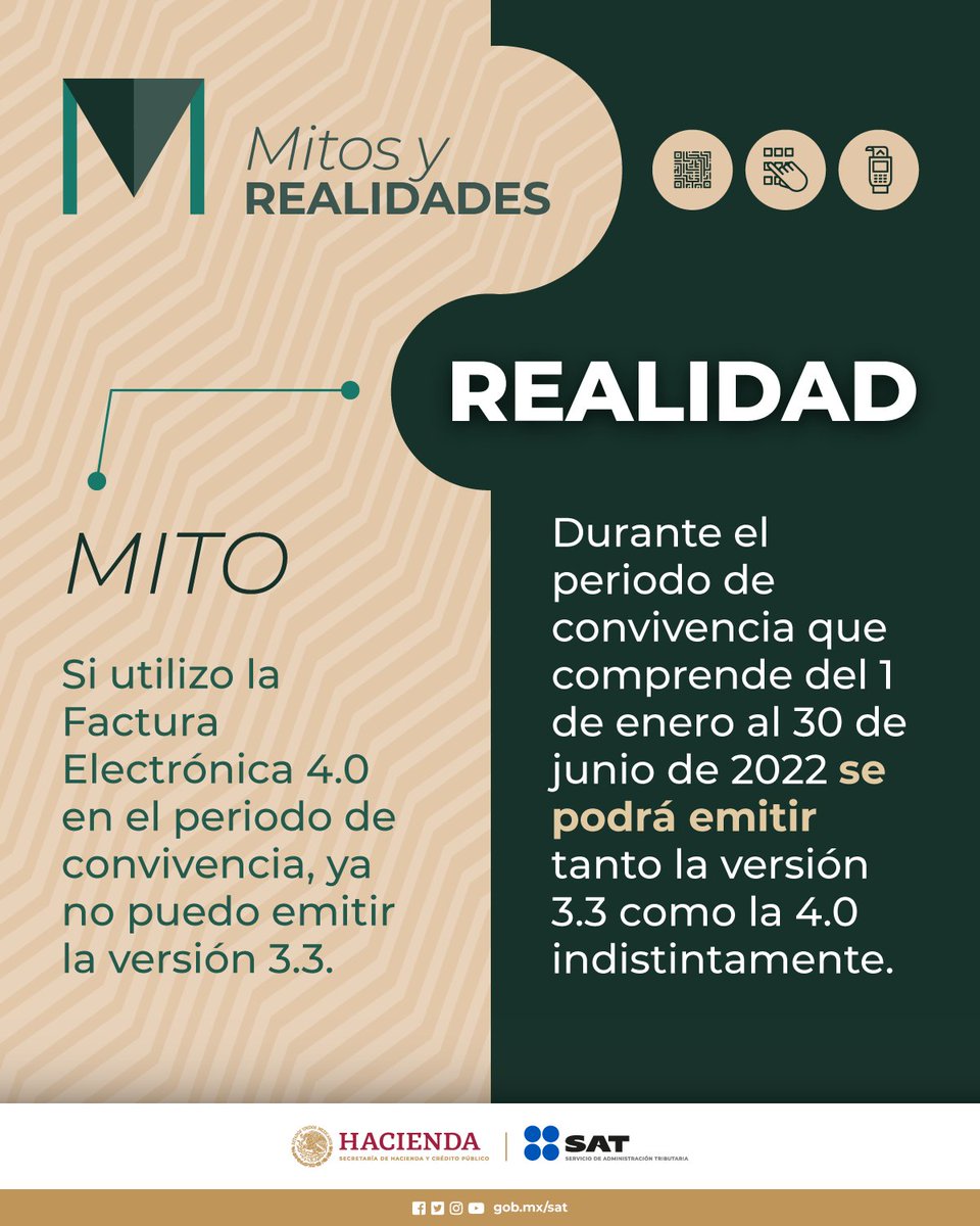 SATMX's tweet photo. #MitosYRealidades de Factura Electrónica 4.0. https://t.co/EPFuUoWG3Q