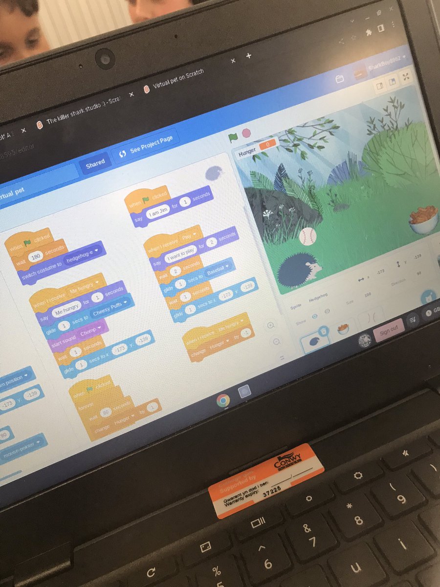 ysgolnantygroes's tweet photo. Lots of 😎 coding in #CodeClub #ClwbCodio after school! Today we watch Zoe from @scratch’s #HowToMakeAVirtualPet tutorial & then had a go ourselves! https://t.co/RcvCPVvvf9 https://t.co/ay7omr5o43