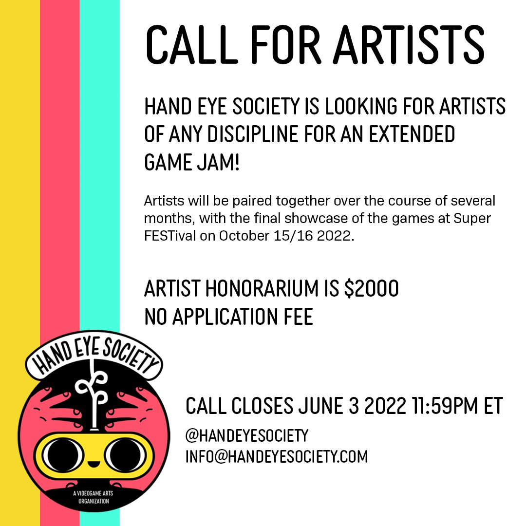 HandEyeSociety's tweet photo. *deep breath* WE'RE RUNNING A SUPER GAME JAM!!!

Like making games? Always wanted to make a game? The Super Jam is open to artists of any discipline across Canada! More info here and in the following tweets!

👇🏻👇🏻👇🏻

https://t.co/grlxPyRZhe https://t.co/nmUghYykug