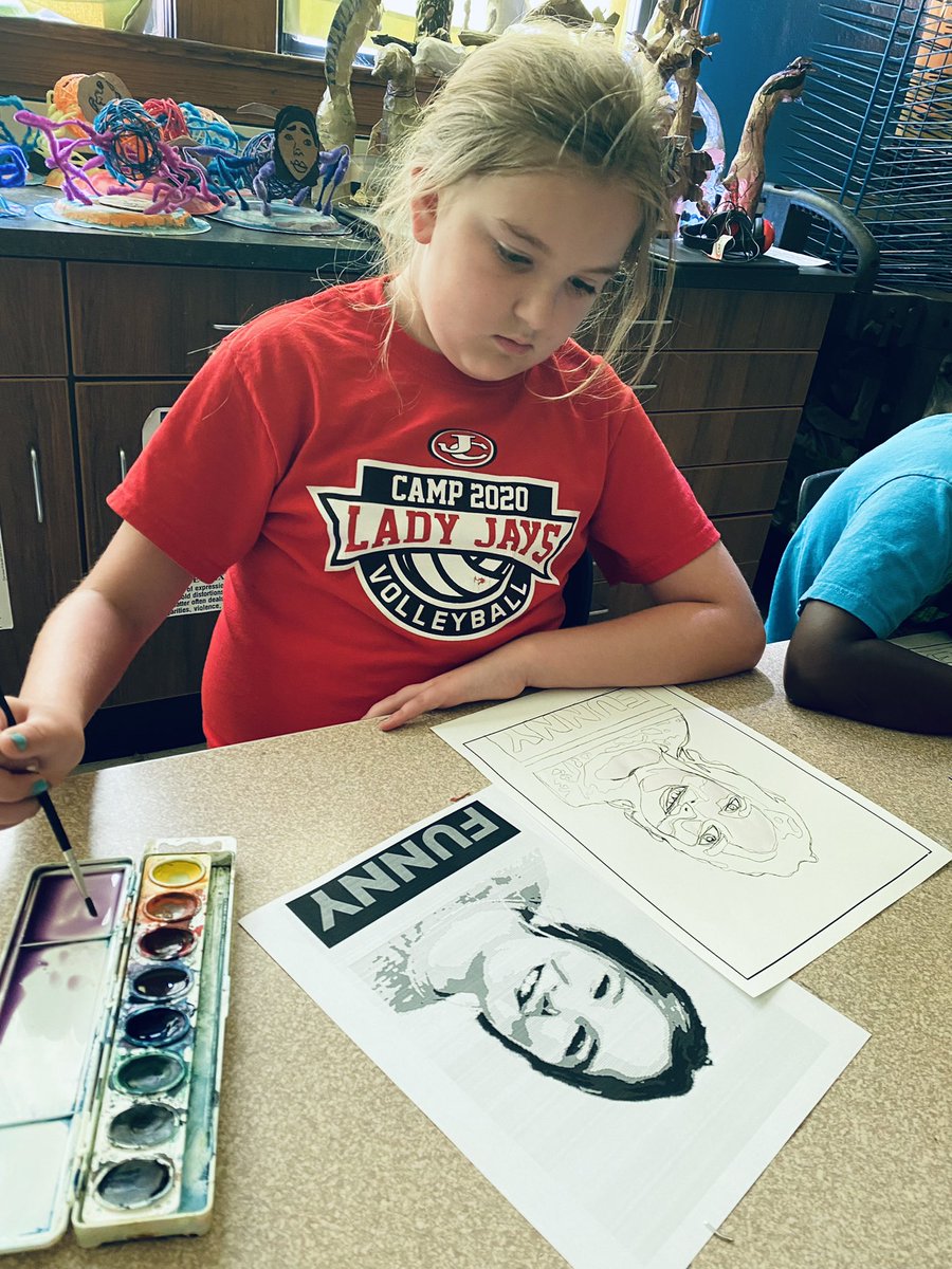 SusanPaige14's tweet photo. 3rd grade artists working hard to finish their Shepard Fariey inspired pop art paintings! @JCWestElem https://t.co/sML7IqRg0G