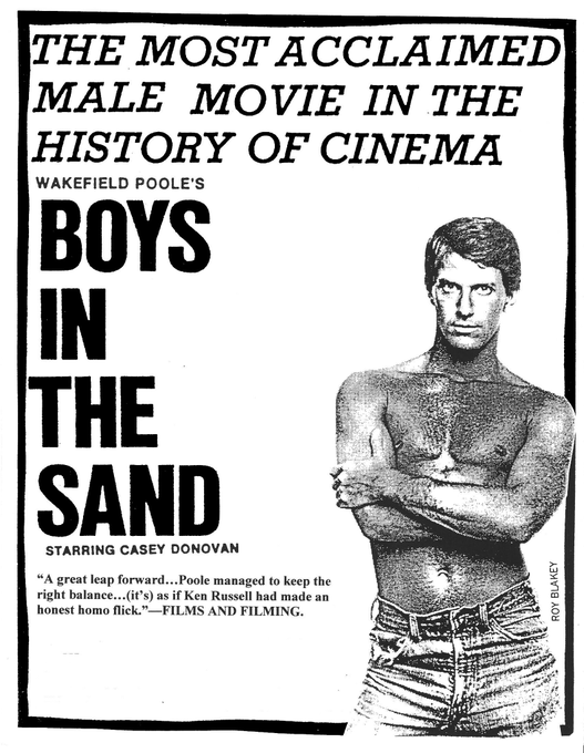 ?Directed by Wakefield Poole in 1971, "Boys in the sand" was the first gay porn movie to be reviewed