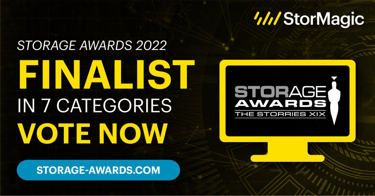 KeyNexus's tweet photo. StorMagic is thrilled to announce that we've been named as a finalist in the #StorageAwards program! To learn more about the 7 categories we’ve been nominated in, and for details on how to vote click here: https://t.co/elZTCy6zaA https://t.co/bkwjpx8zEL