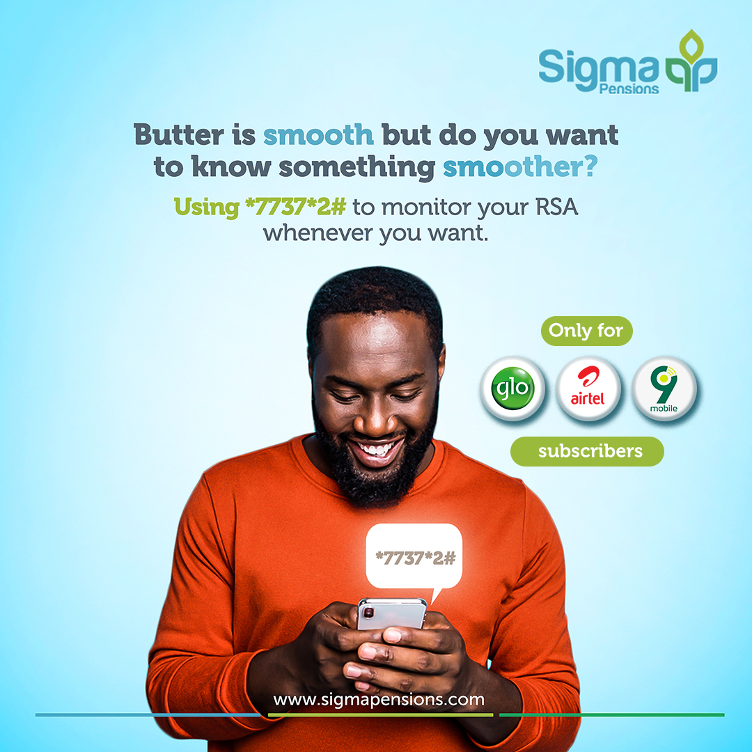 accesspensions's tweet photo. Nothing feels smoother than chilling at home and just using *7737*2# to monitor your retirement savings account conveniently.
Try it today and experience first-hand smoothness.
#SigmaPensions #Sigma1Dial https://t.co/qvDyq2Dz3B
