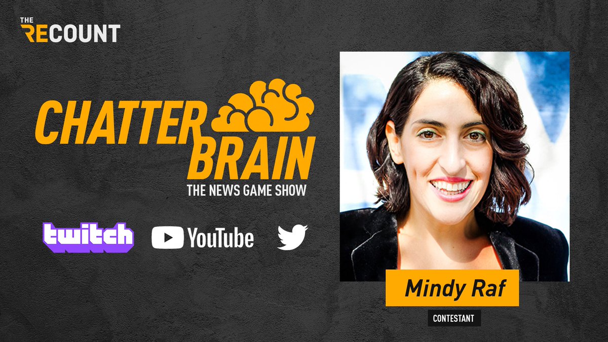 Who’s ready to play Chatterbrain: The News Game Show? Comedian, actress, and writer <a href="/mindyraf/">MindyRaf</a> is!

Come play along with Mindy at 5pm ET! 

Play on Twitch: recount.co/twitch
Watch on YouTube: recount.co/YouTube
Watch on Twitter: x.com/therecount